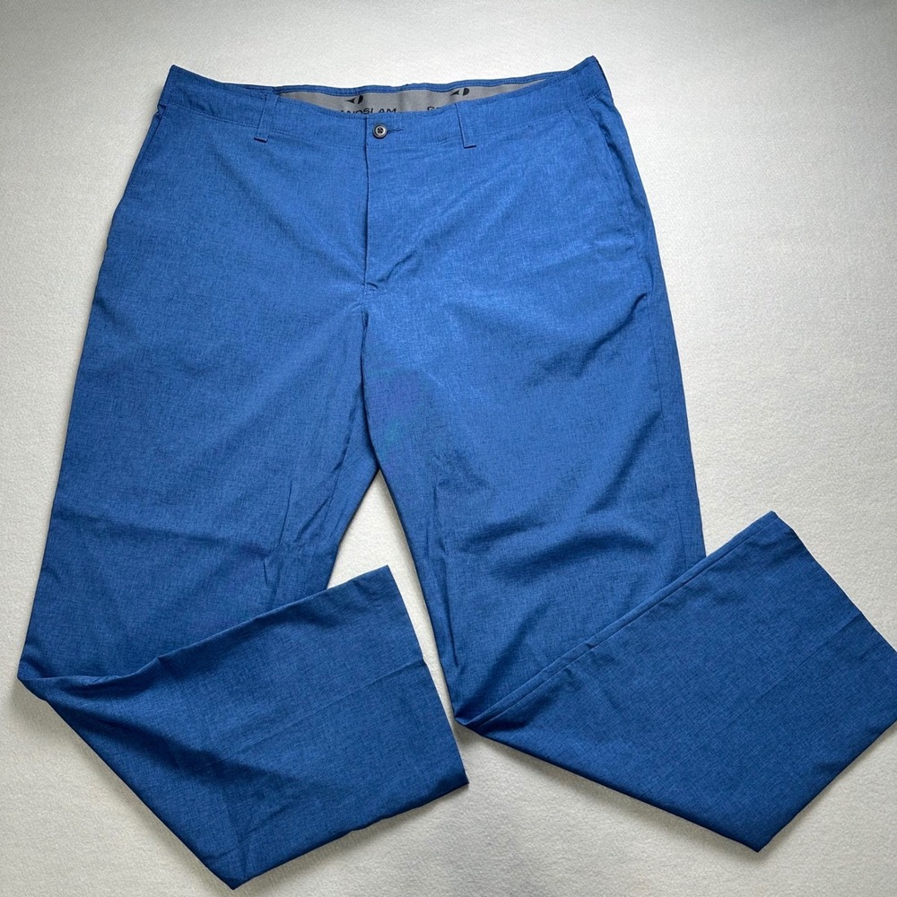 Grand Slam Mens Performance Golf Pants Blue Heathered Stretch 38x30 KO19056